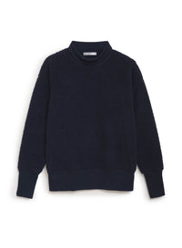 blue sherpa turtleneck pullover