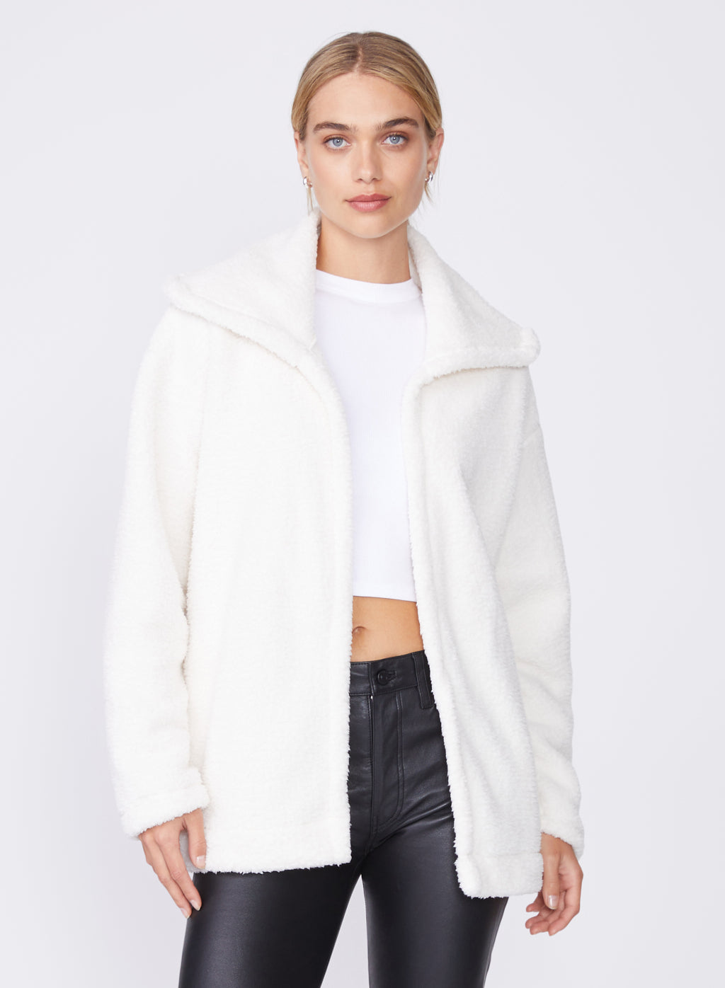 cream oversized sherpa jacket