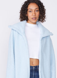 light blue oversized sherpa jacket