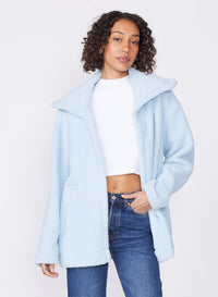 light blue oversized sherpa jacket