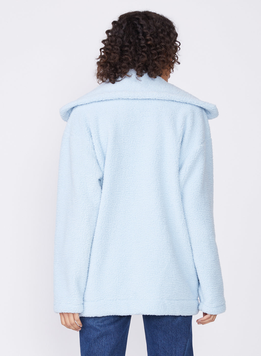 light blue oversized sherpa jacket