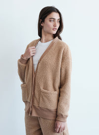 Double Faced Sherpa Oversized Cardigan in Teddy-side