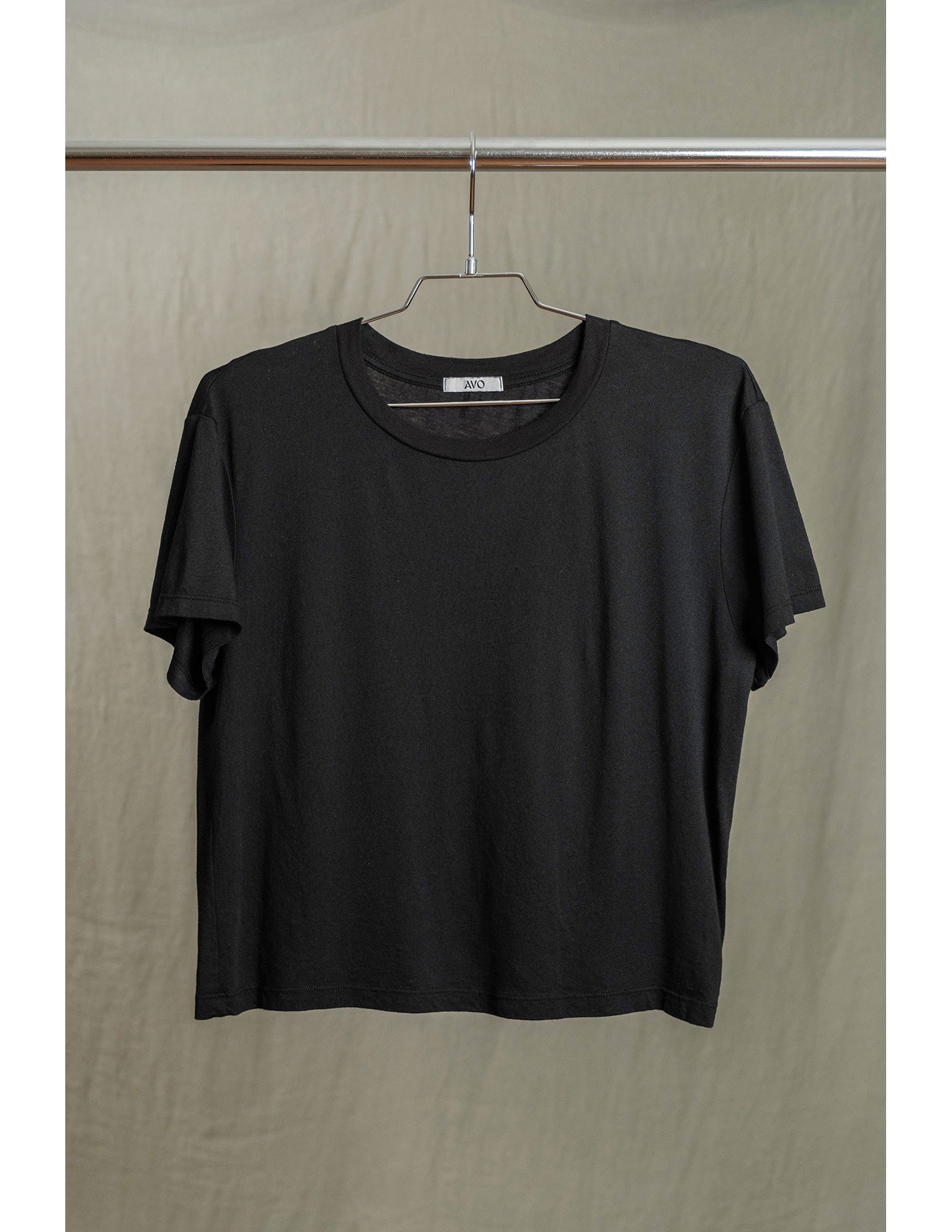 Butter Soft Short Sleeve Boxy Crop Tee in Black
