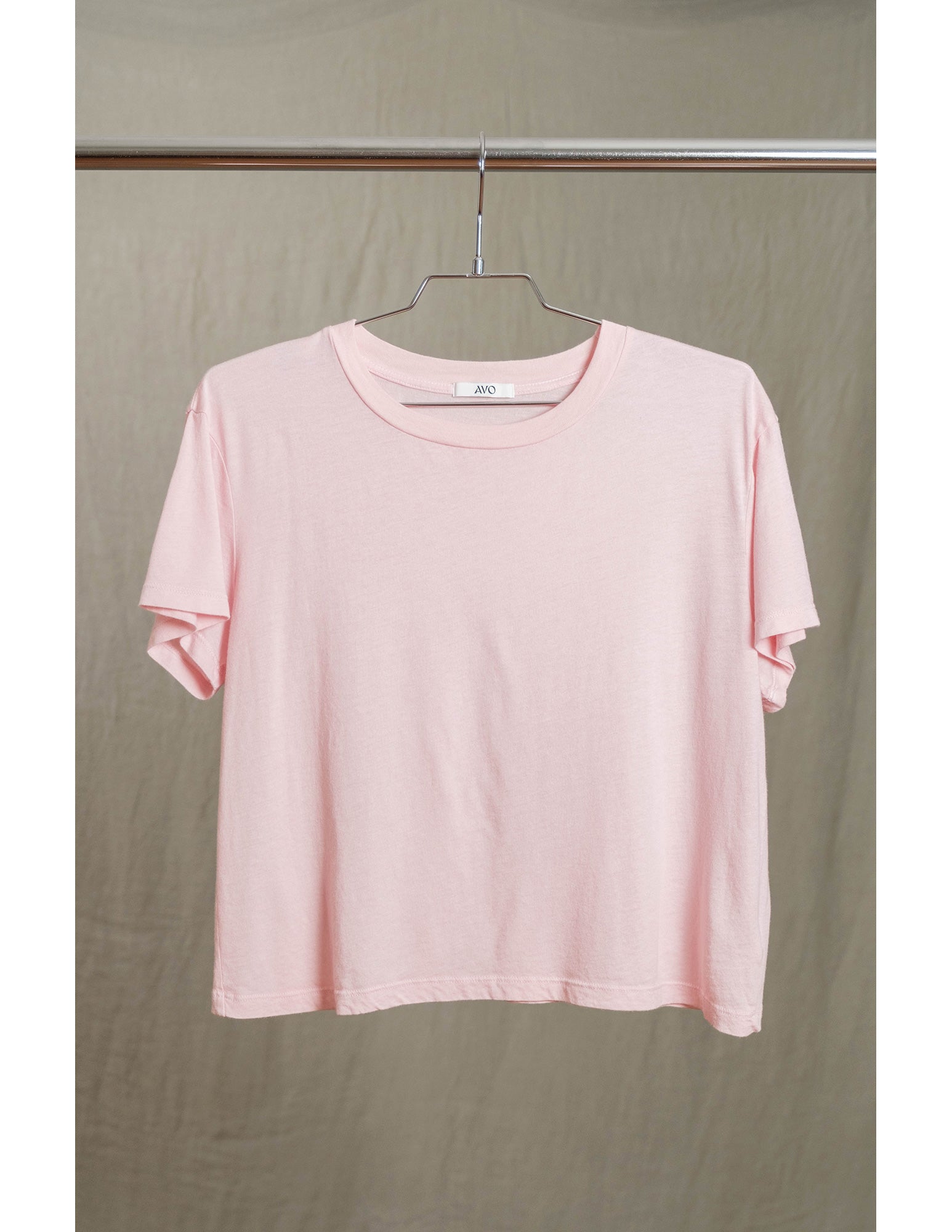 Butter Soft Short Sleeve Boxy Crop Tee in Blush