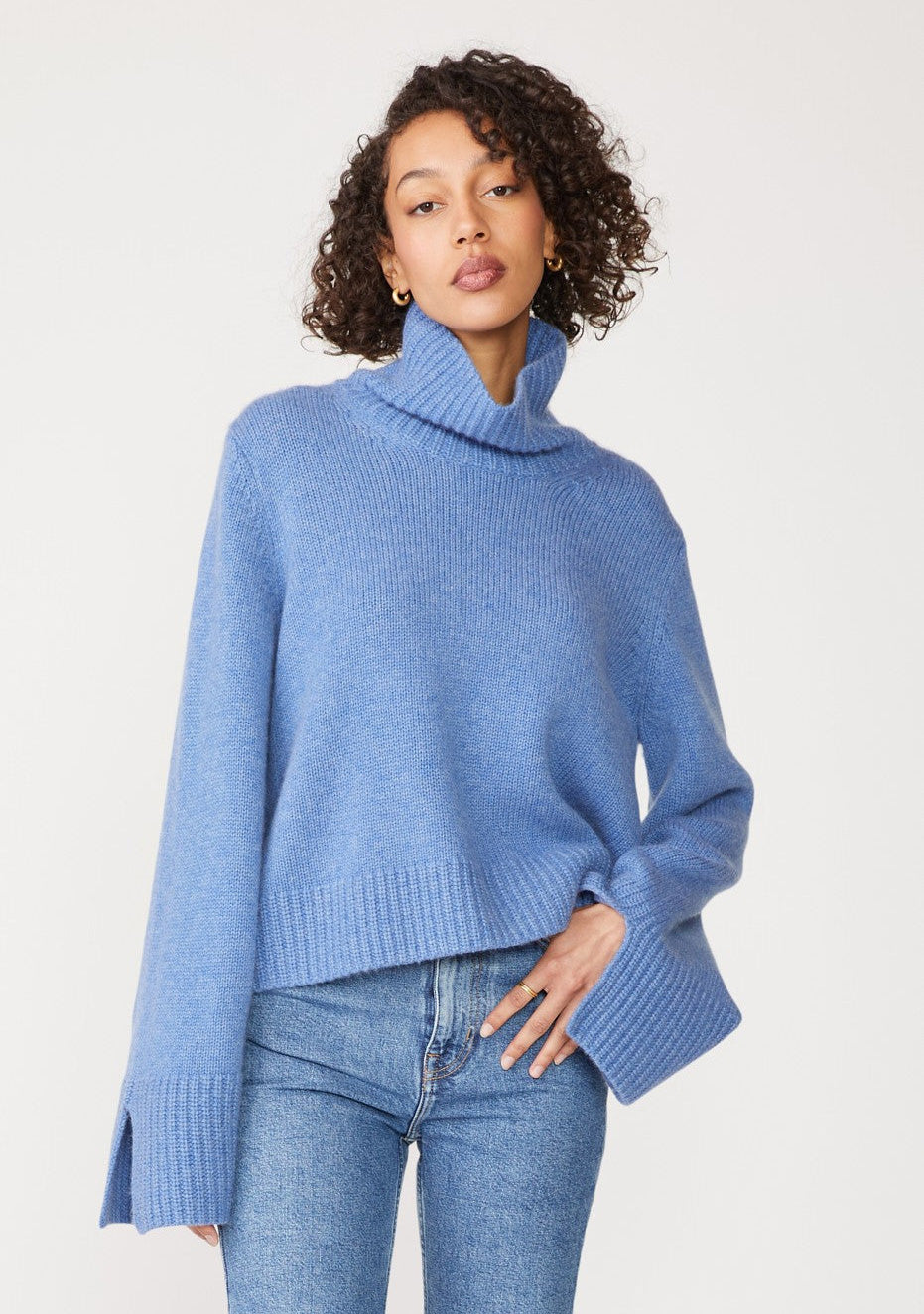 Cozy Cashmere Turtleneck Sweater in Powder Blue