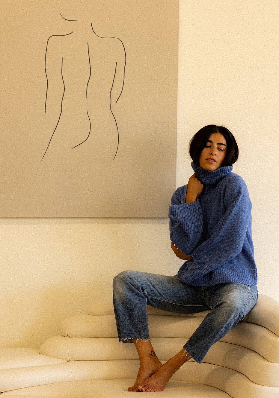 Cozy Cashmere Turtleneck Sweater in Powder Blue