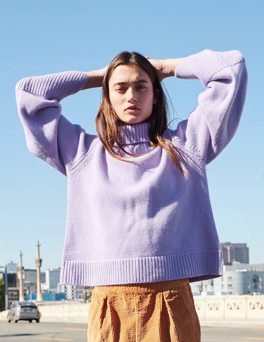 Cozy Cashmere Blend Turtleneck Sweater in Iris