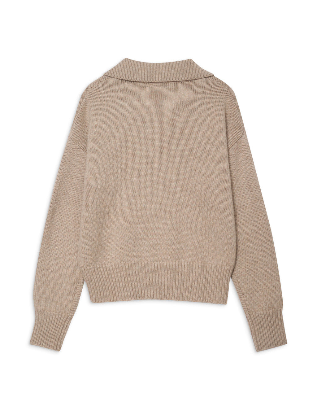 Cozy Cashmere Blend Johnny Collar Sweater in Camel