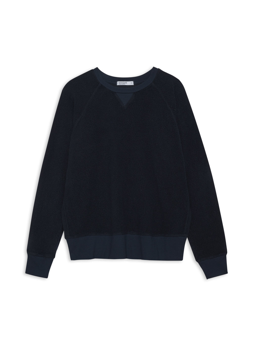 Sherpa Raglan Side Slit Sweatshirt in New Navy-front