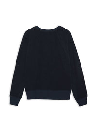 Sherpa Raglan Side Slit Sweatshirt in New Navy-back