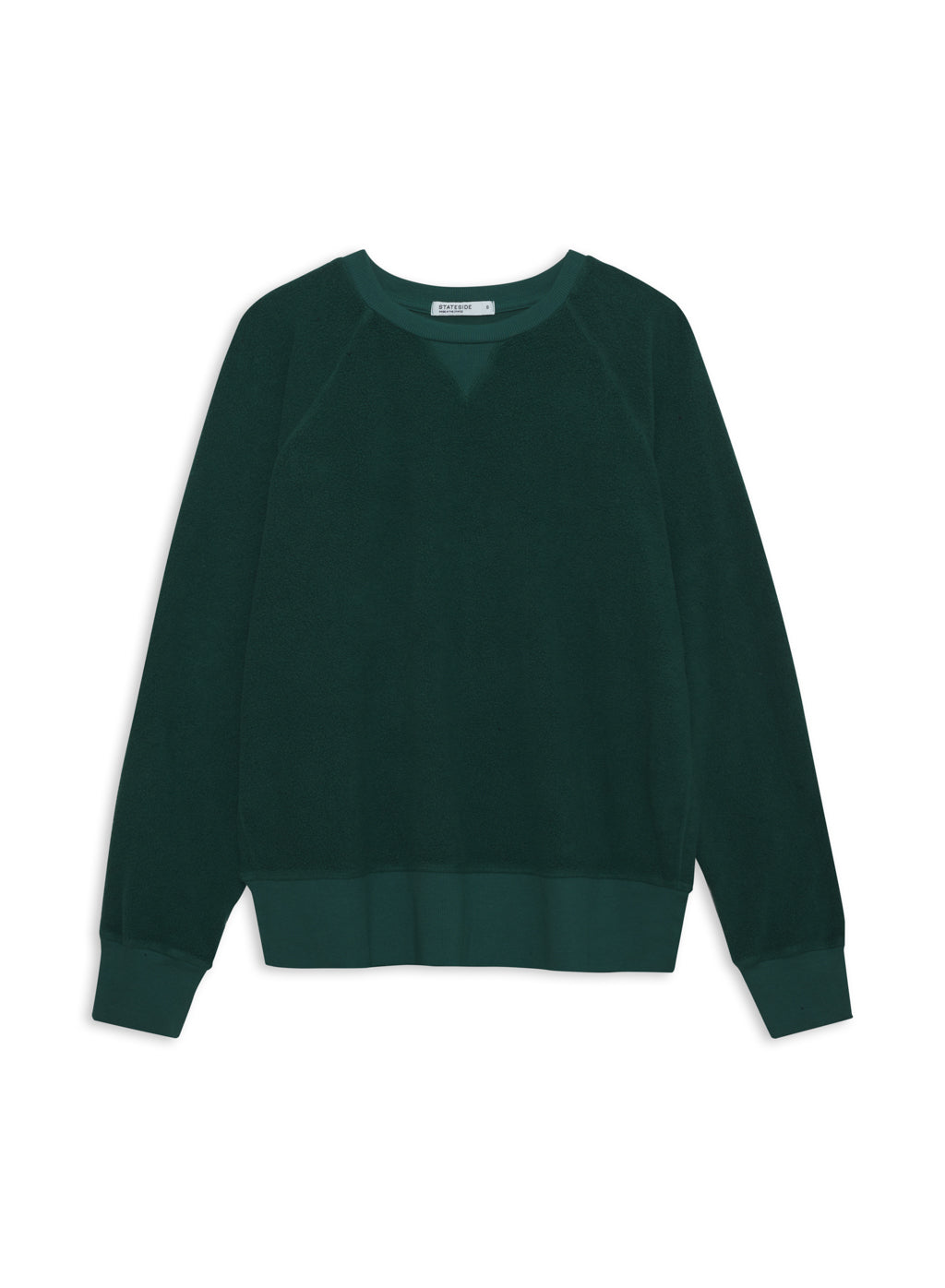 Sherpa Raglan Side Slit Sweatshirt in Rainforest-flat lay (front)