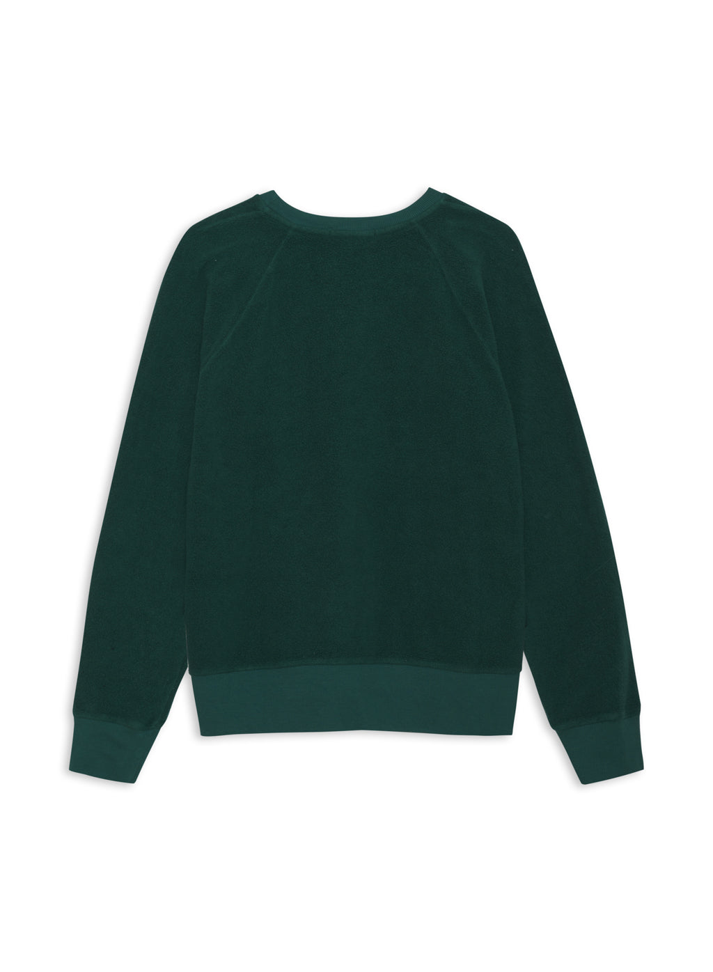 Sherpa Raglan Side Slit Sweatshirt in Rainforest-flat lay (back)