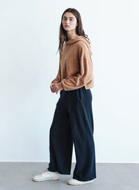 Sherpa Wide Leg Trouser in New Navy-side full length