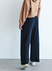 Sherpa Wide Leg Trouser in New Navy3/4 back