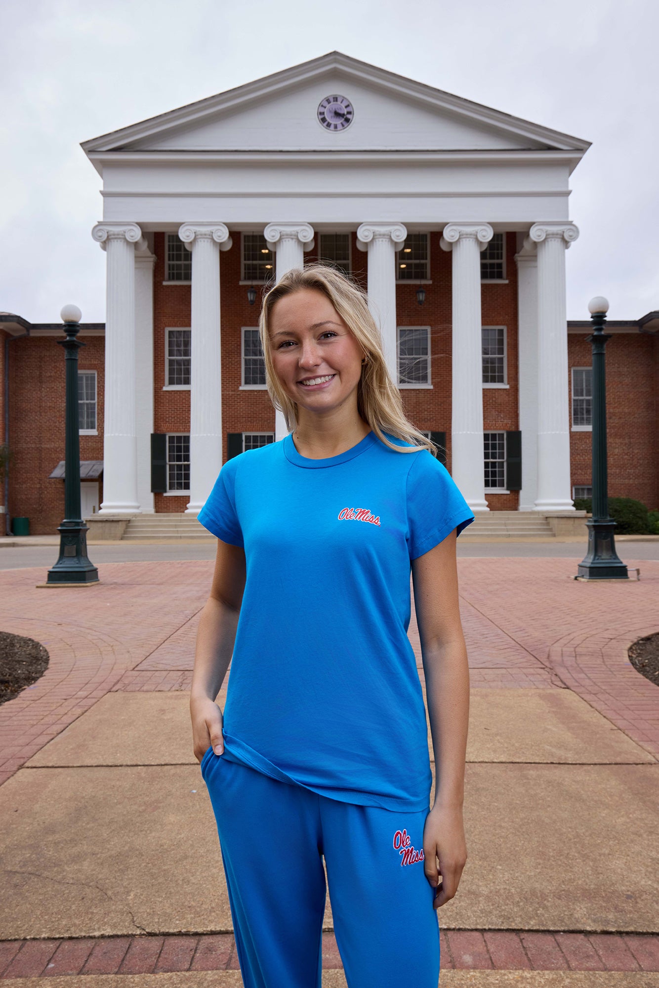 Ole Miss Logo Cloud Crew Neck Womens Tee