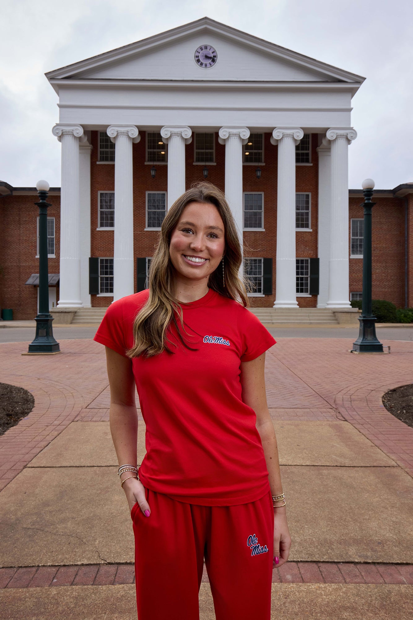 Ole Miss Logo Cloud Crew Neck Womens Tee
