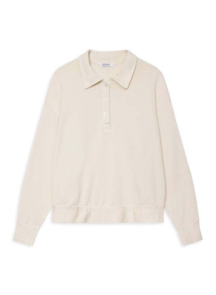 cream oversized long sleeve polo