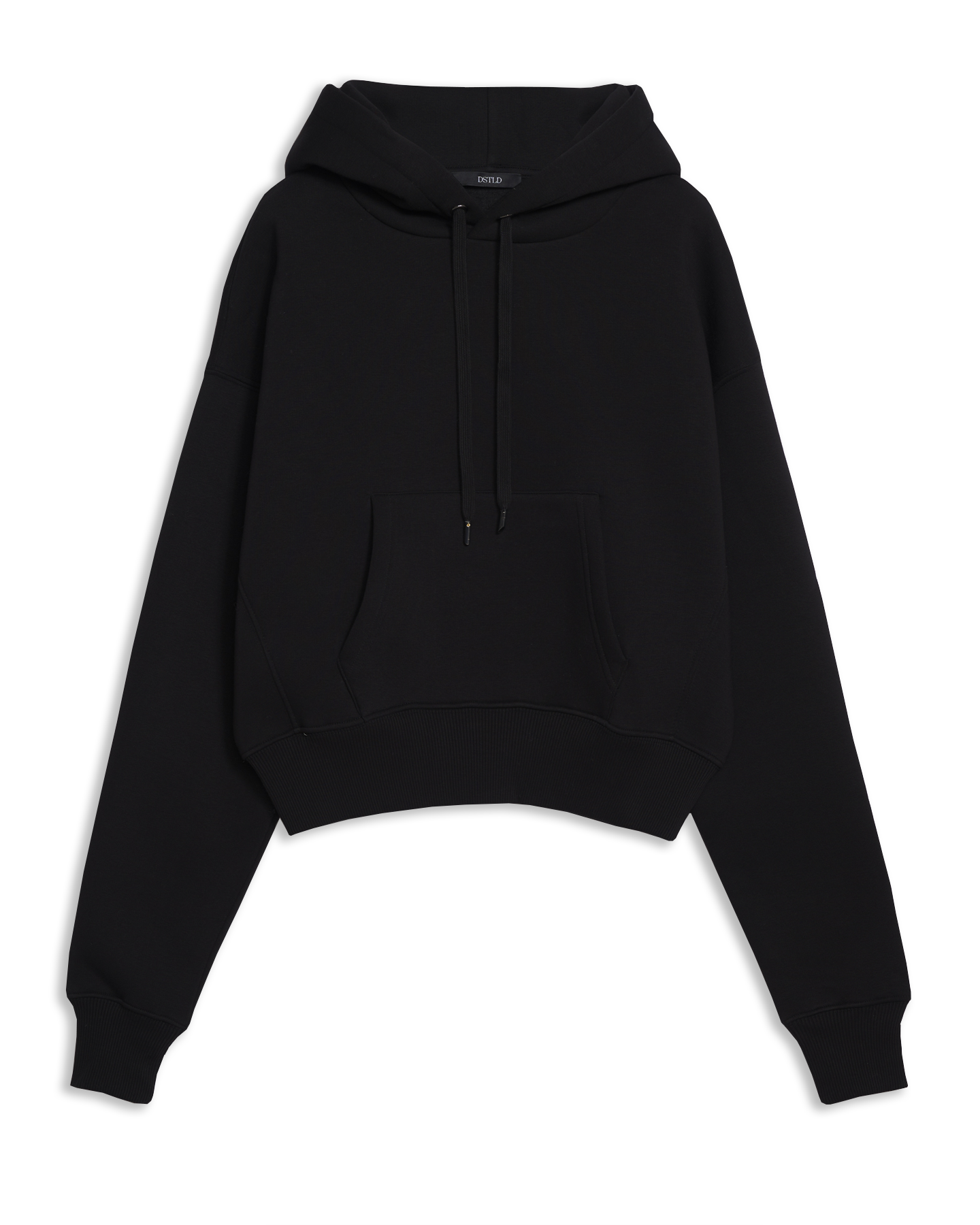 Women's Cropped Hoodie in Black-flat lay front