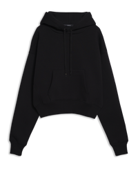 Women's Cropped Hoodie in Black-flat lay front