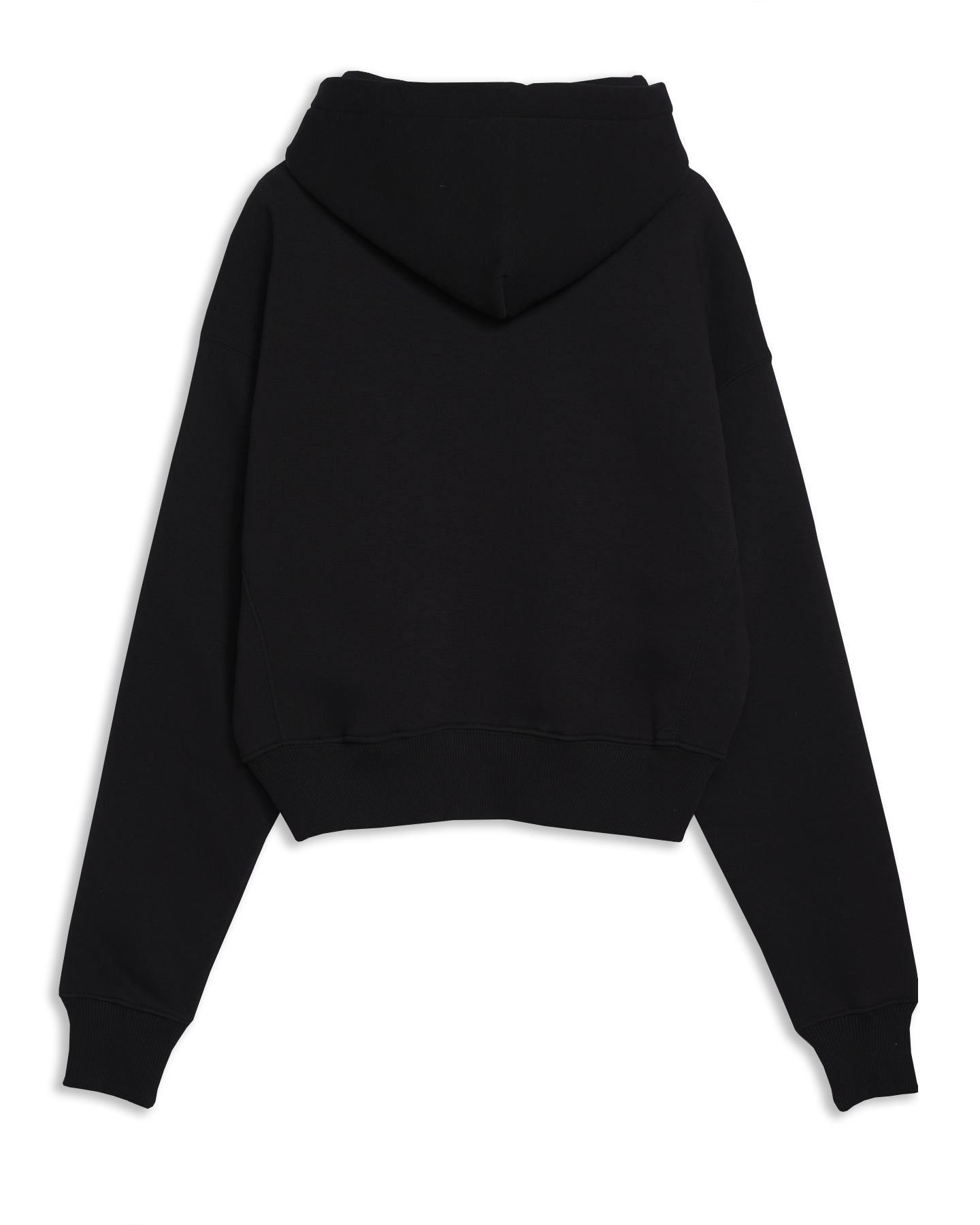 Women's Cropped Hoodie in Black-flat lay back