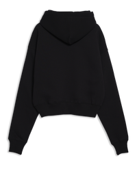 Women's Cropped Hoodie in Black-flat lay back