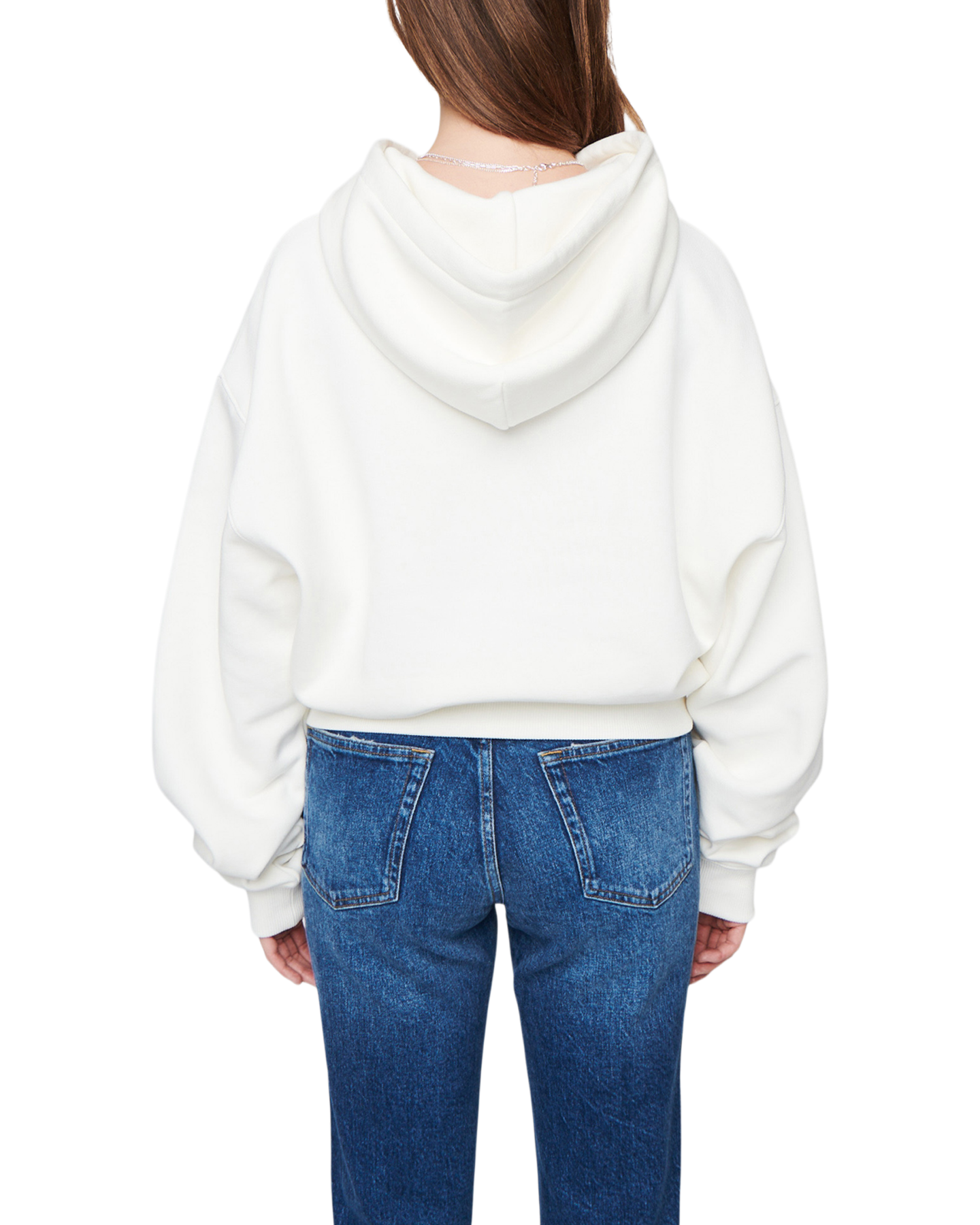 Women's Crop Hoodie in Off White-back