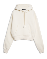 Women's Crop Hoodie in Off White-flat lay front