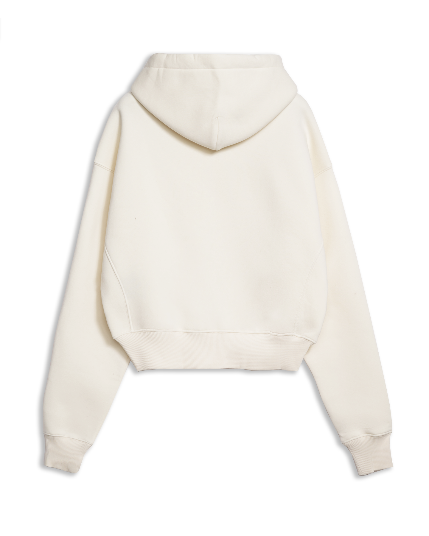 Women's Crop Hoodie in Off White-flat lay back