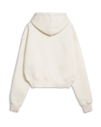 Women's Crop Hoodie in Off White-flat lay back