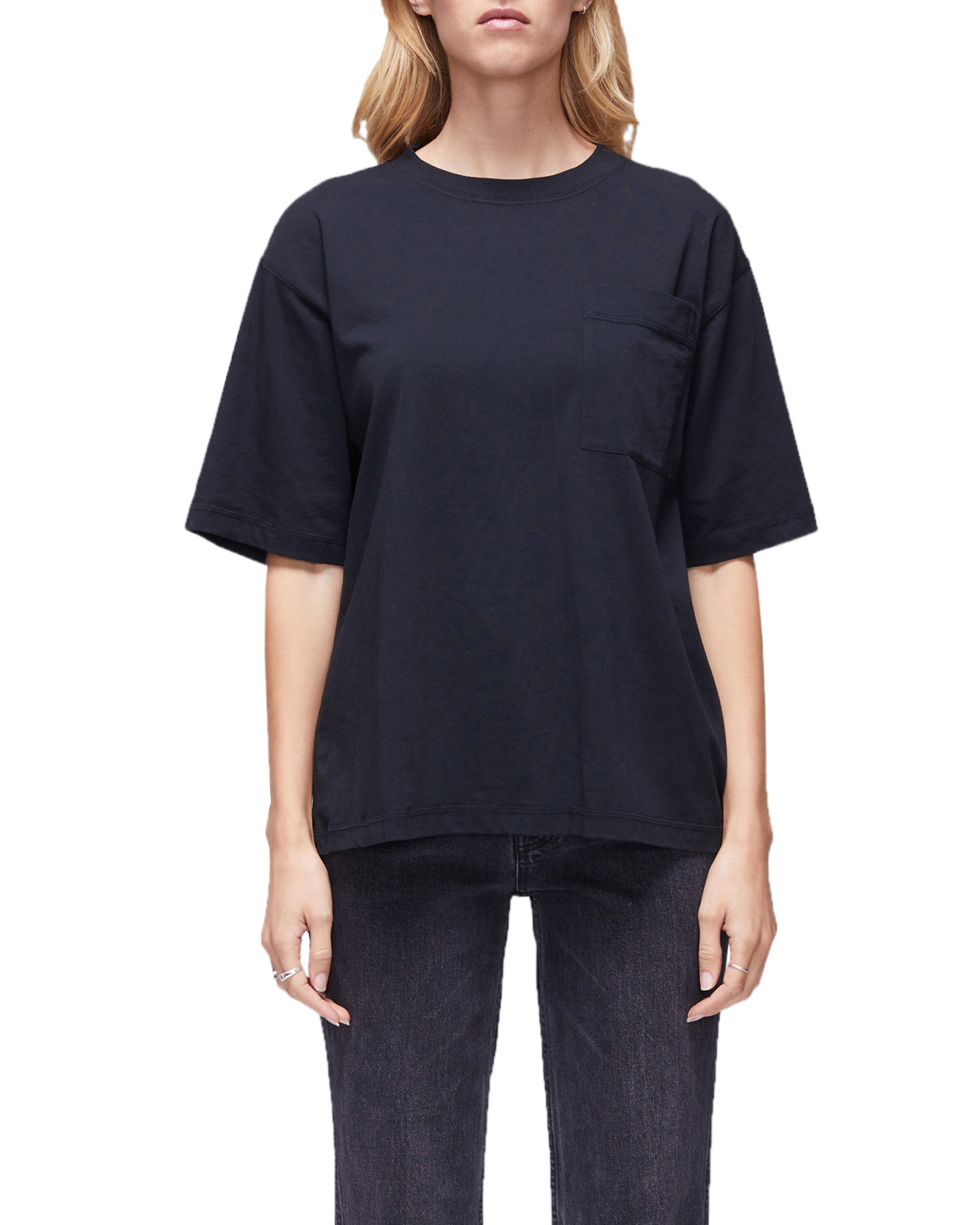 Women's Relaxed Tee in Black Beauty-full view 3/4 front