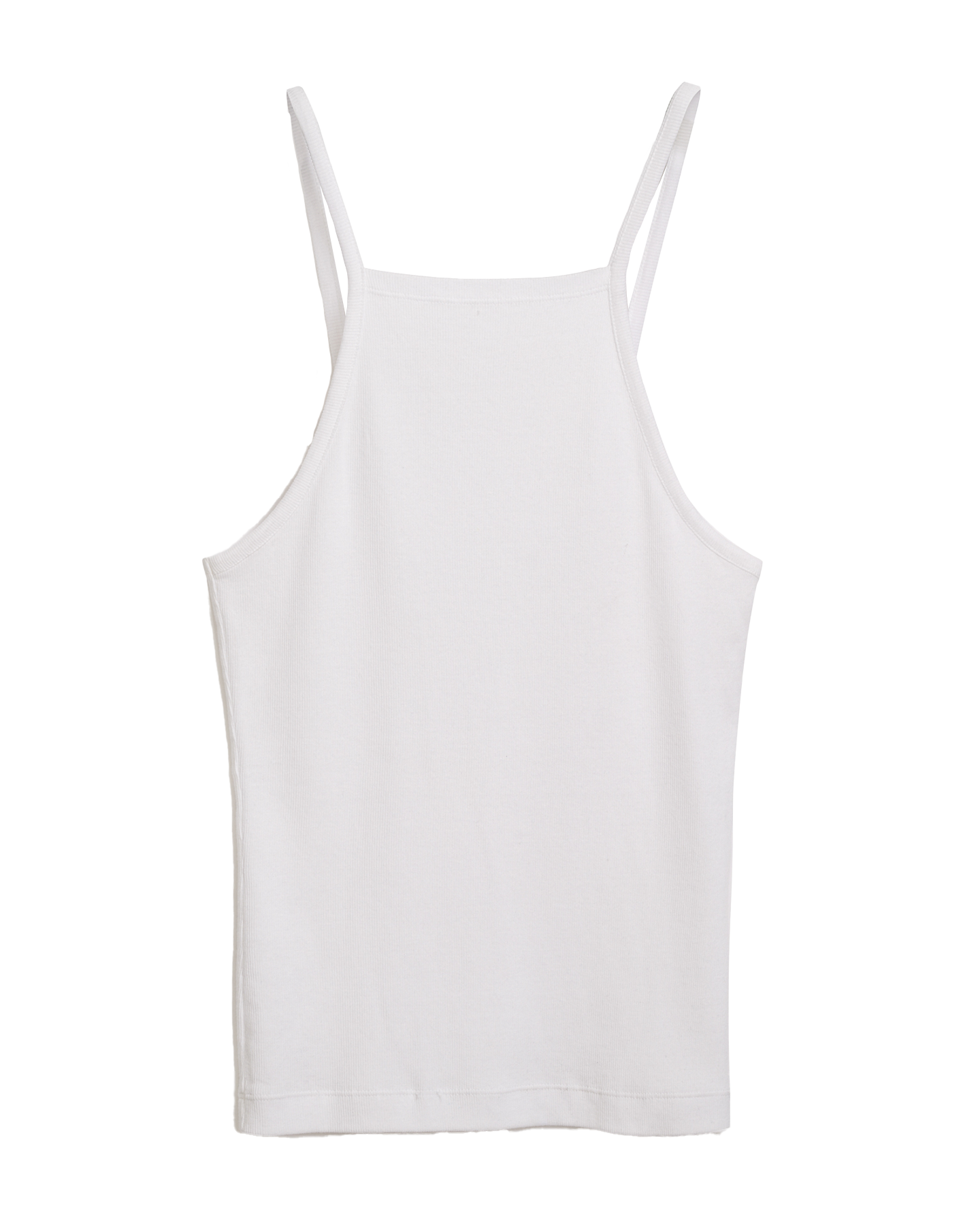 Spaghetti Strap Rib Tank in White