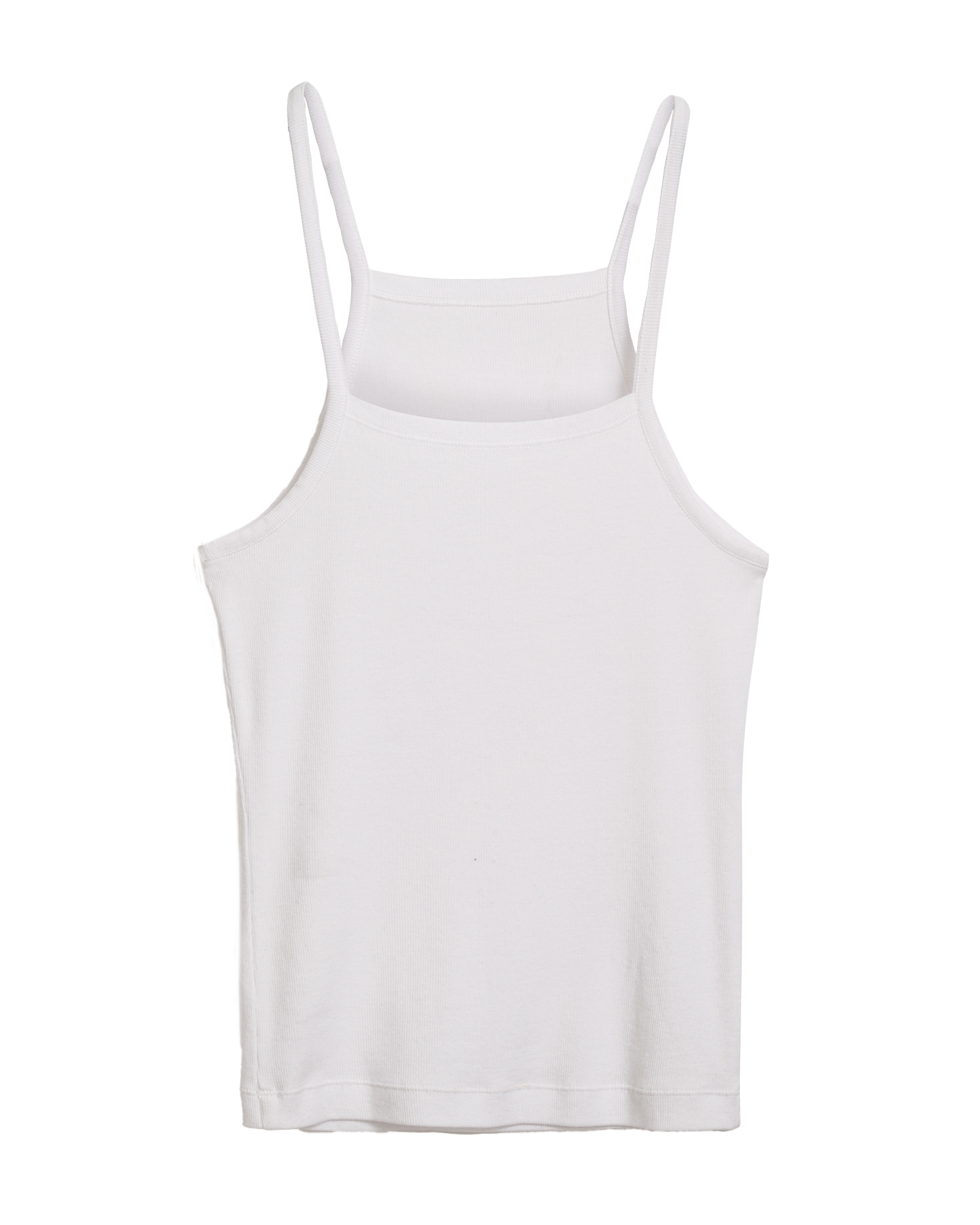 Spaghetti Strap Rib Tank in White