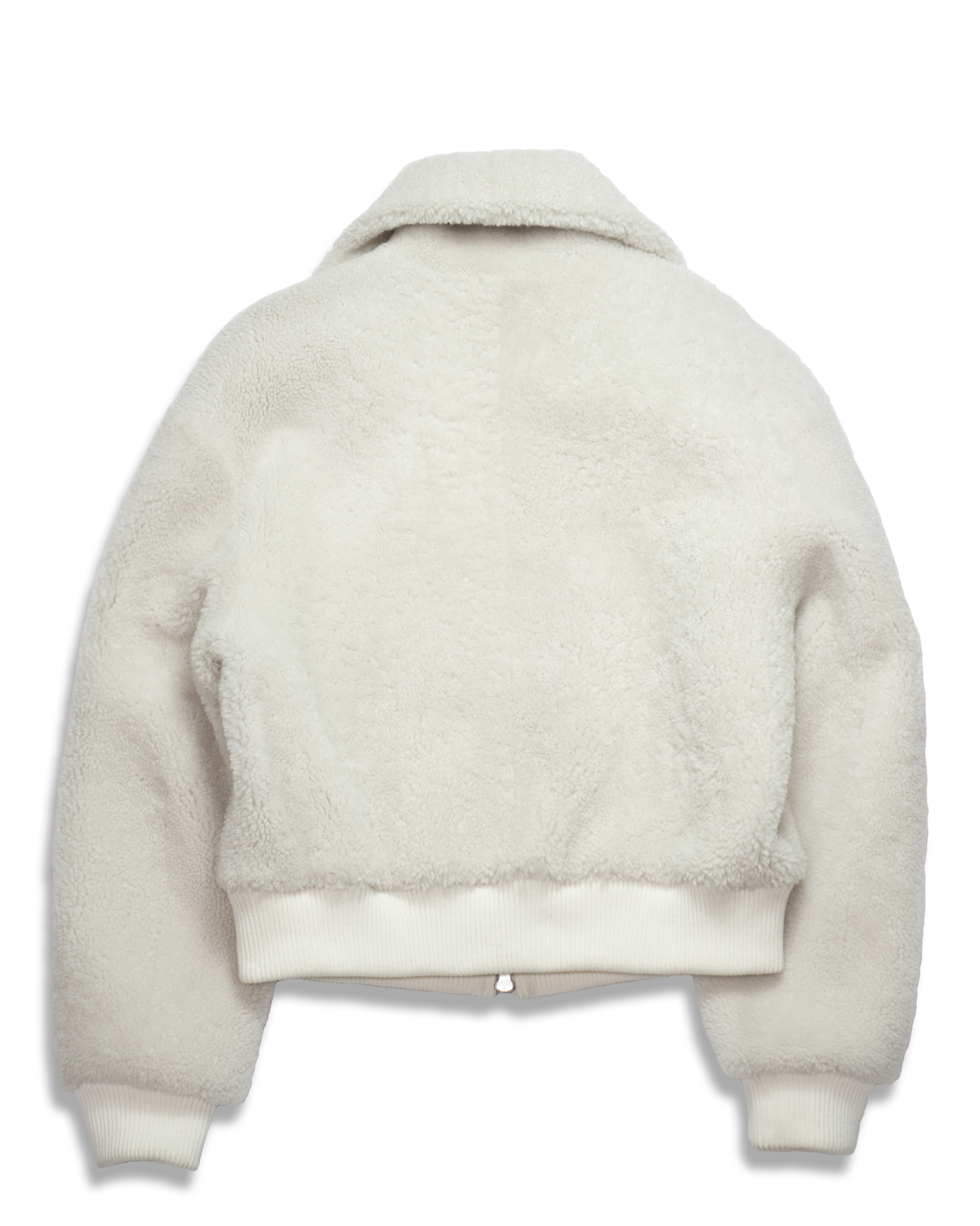 Women's Shearling Jacket in White-flat lay (back)