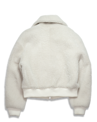 Women's Shearling Jacket in White-flat lay (back)