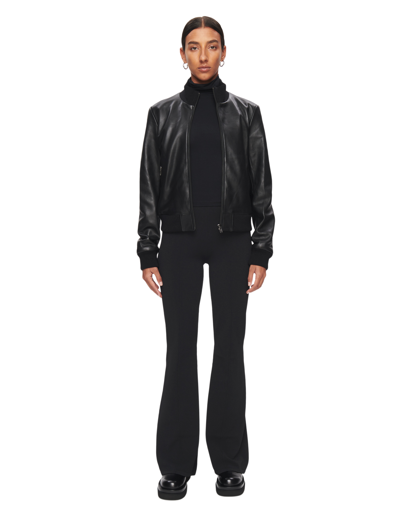 Leather Bomber Jacket in Black Leather Bomber Jacket in Black