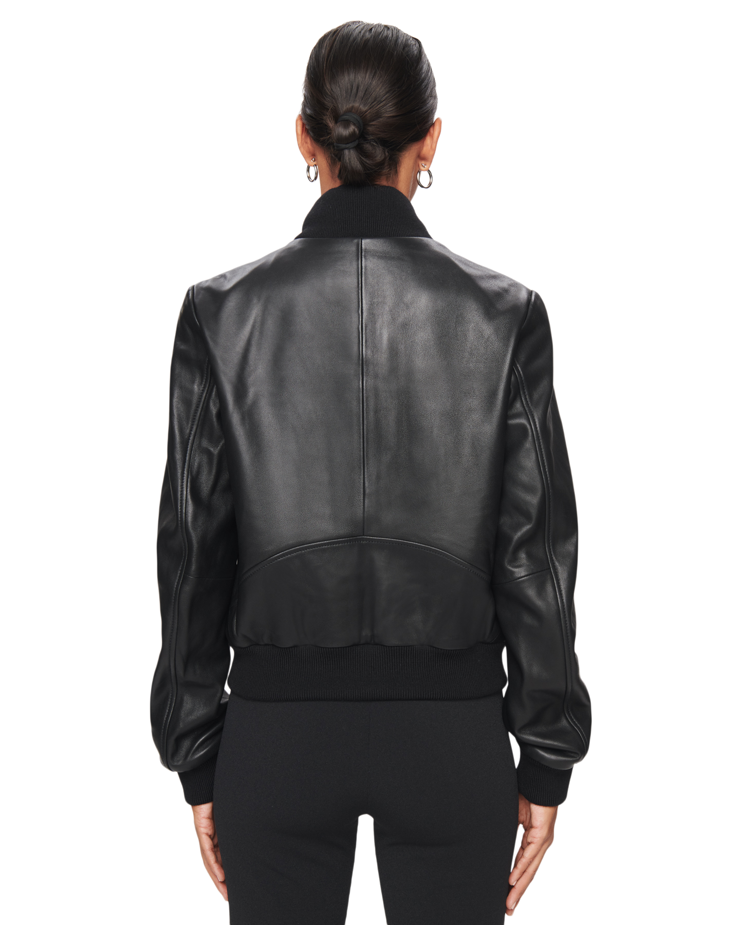 Leather Bomber Jacket in Black