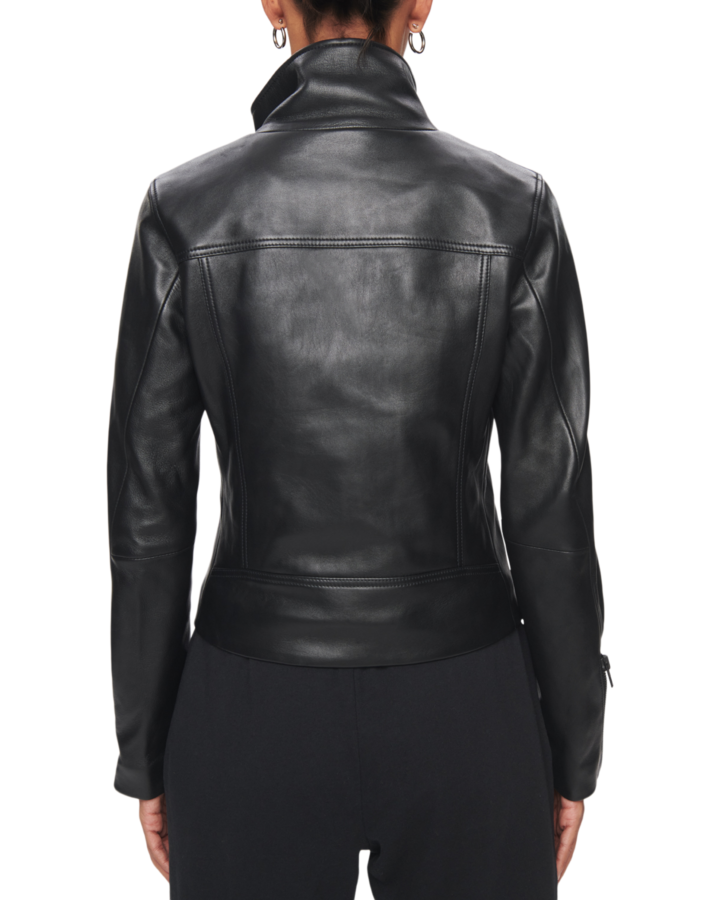 Asymmetrical Leather Jacket in Black