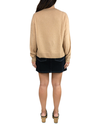 Women's Italian Brushed Cashmere Crew Neck Sweater in Came-back