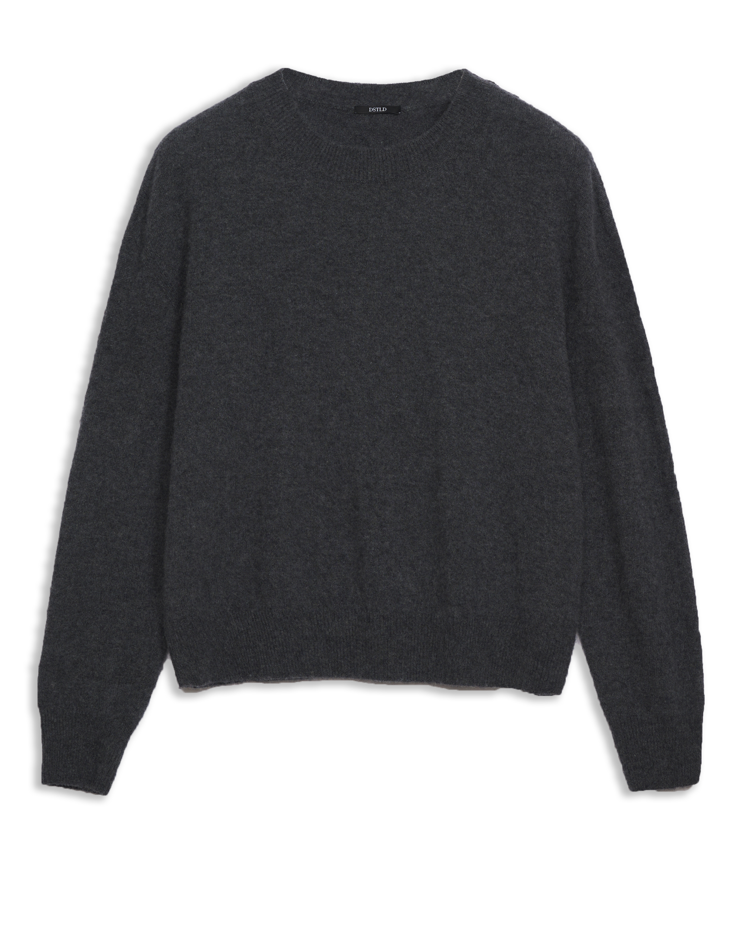 Italian Brushed Cashmere Crew Neck Sweater in Charcoal