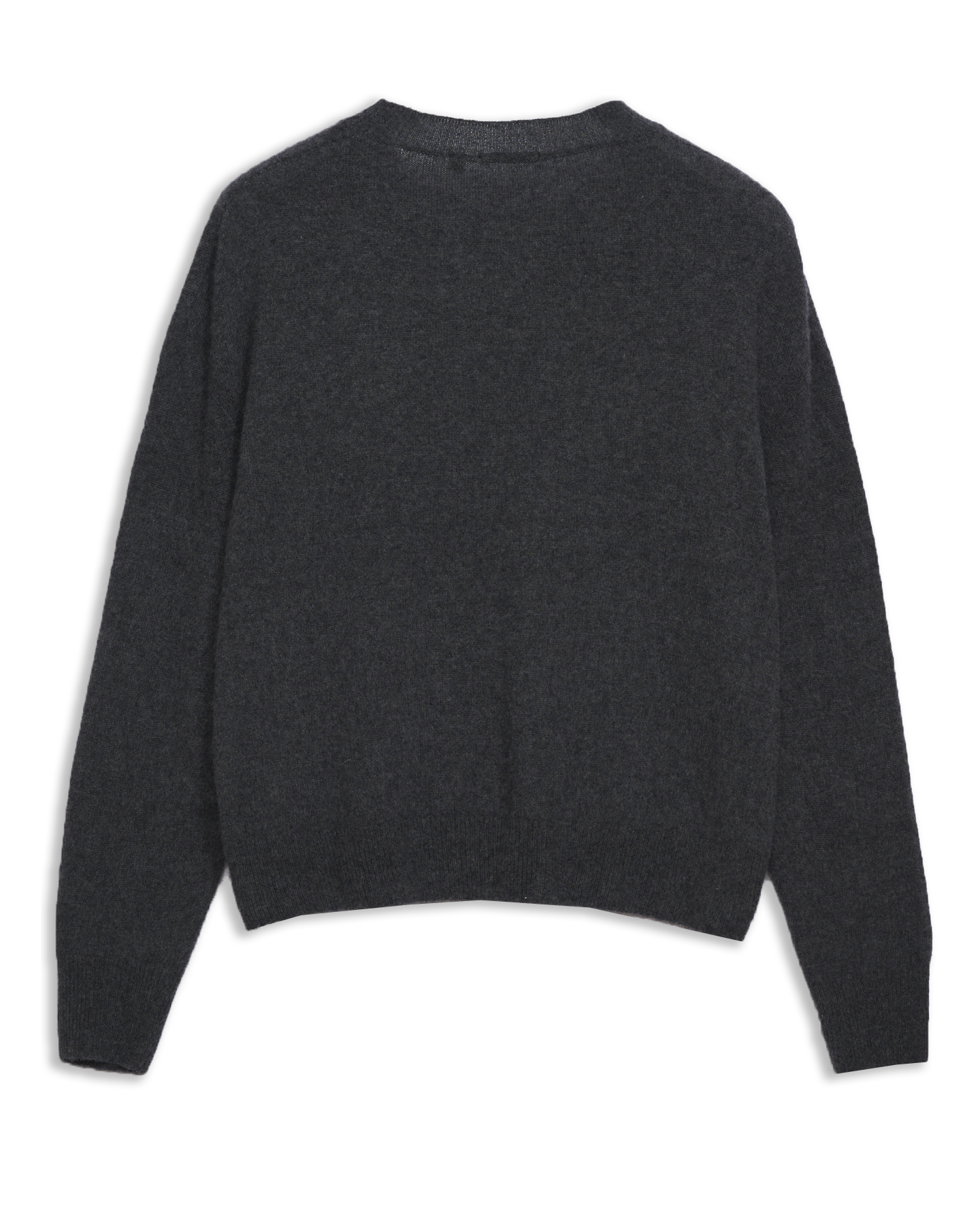 Italian Brushed Cashmere Crew Neck Sweater in Charcoal