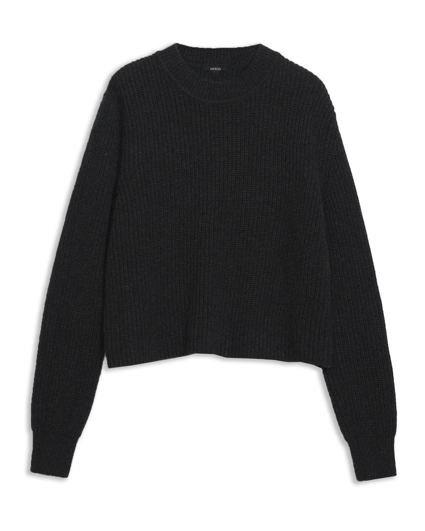 Cashmere Ribbed Mock Neck in Charcoal