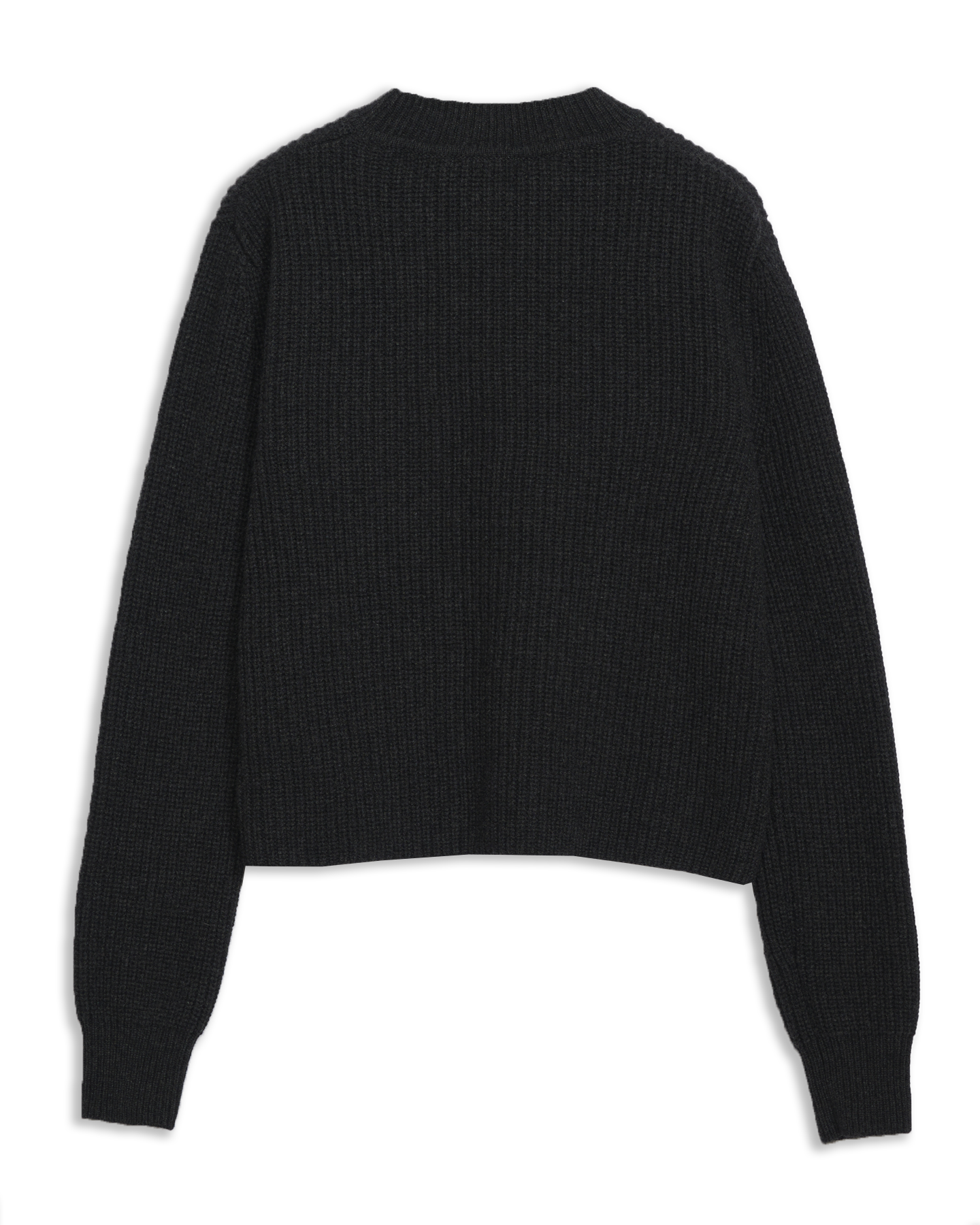 Cashmere Ribbed Mock Neck in Charcoal