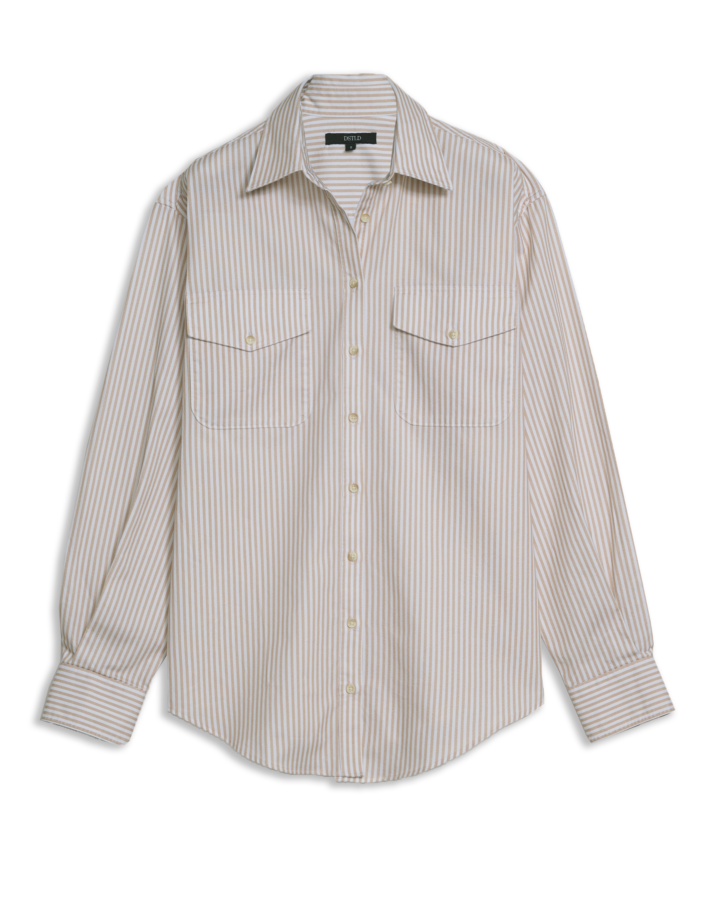 90s Button Down in Khaki White Stripe