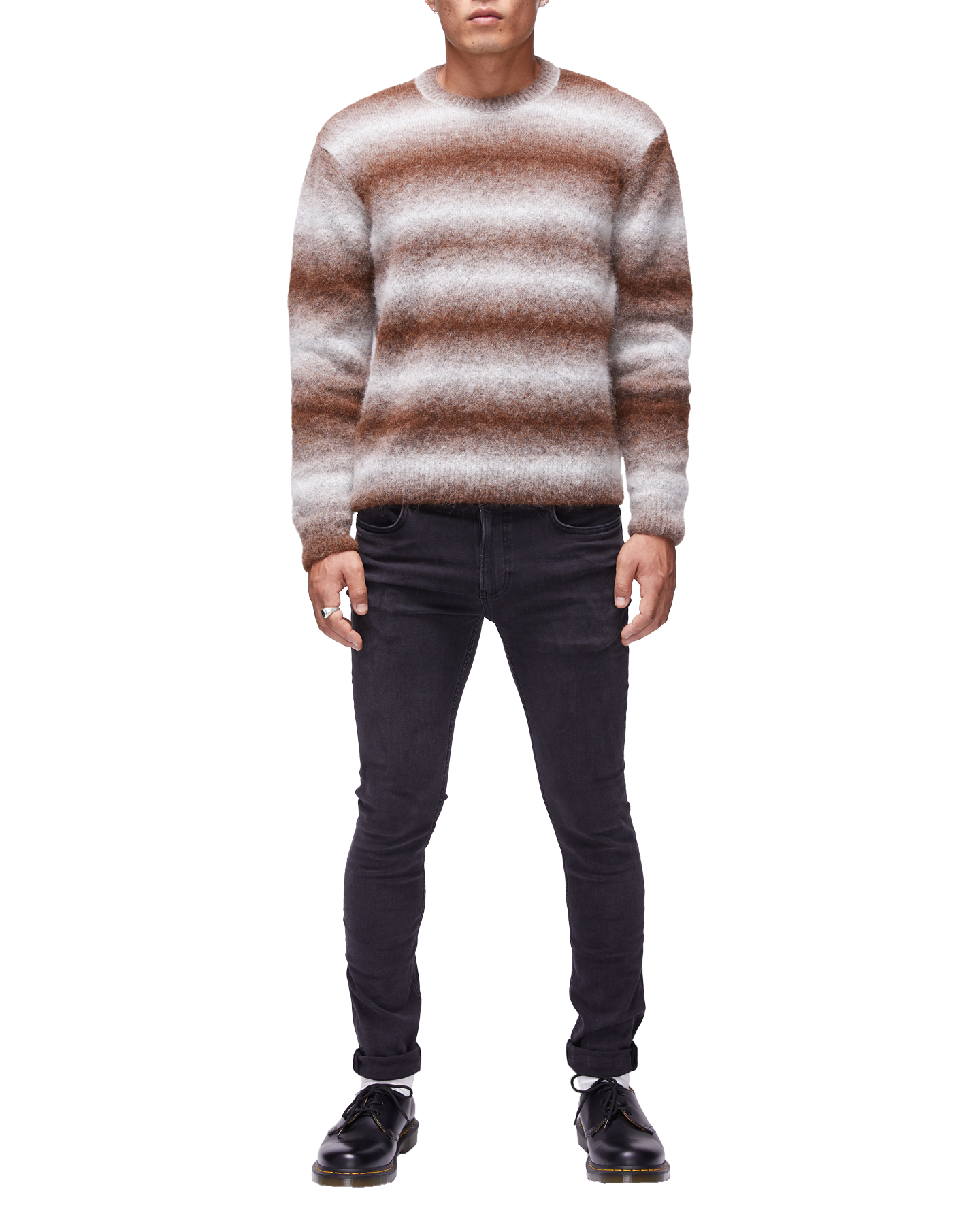 Unisex Crewneck Space Dye Sweater in Chocolate-front