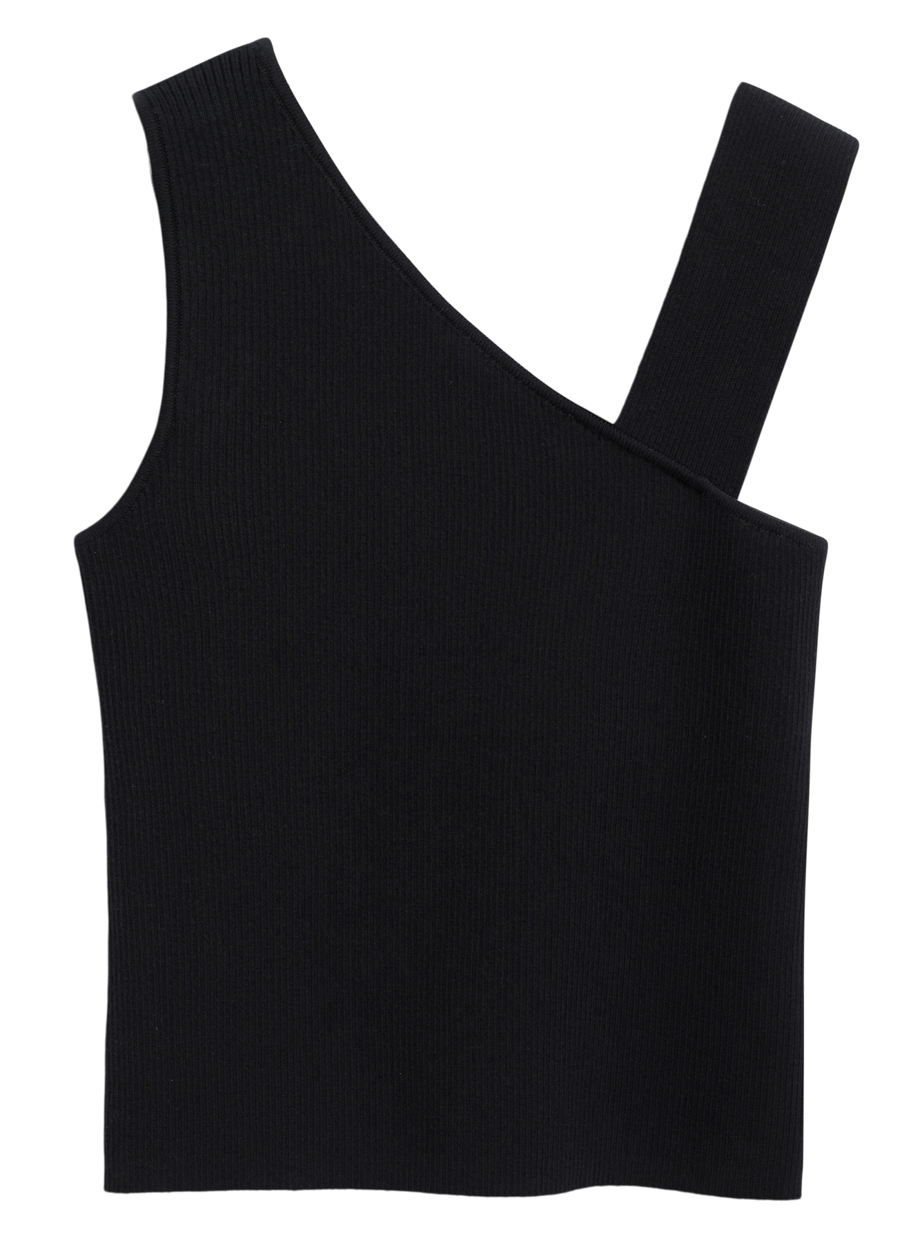 Asymmetrical Rib Tank in Black