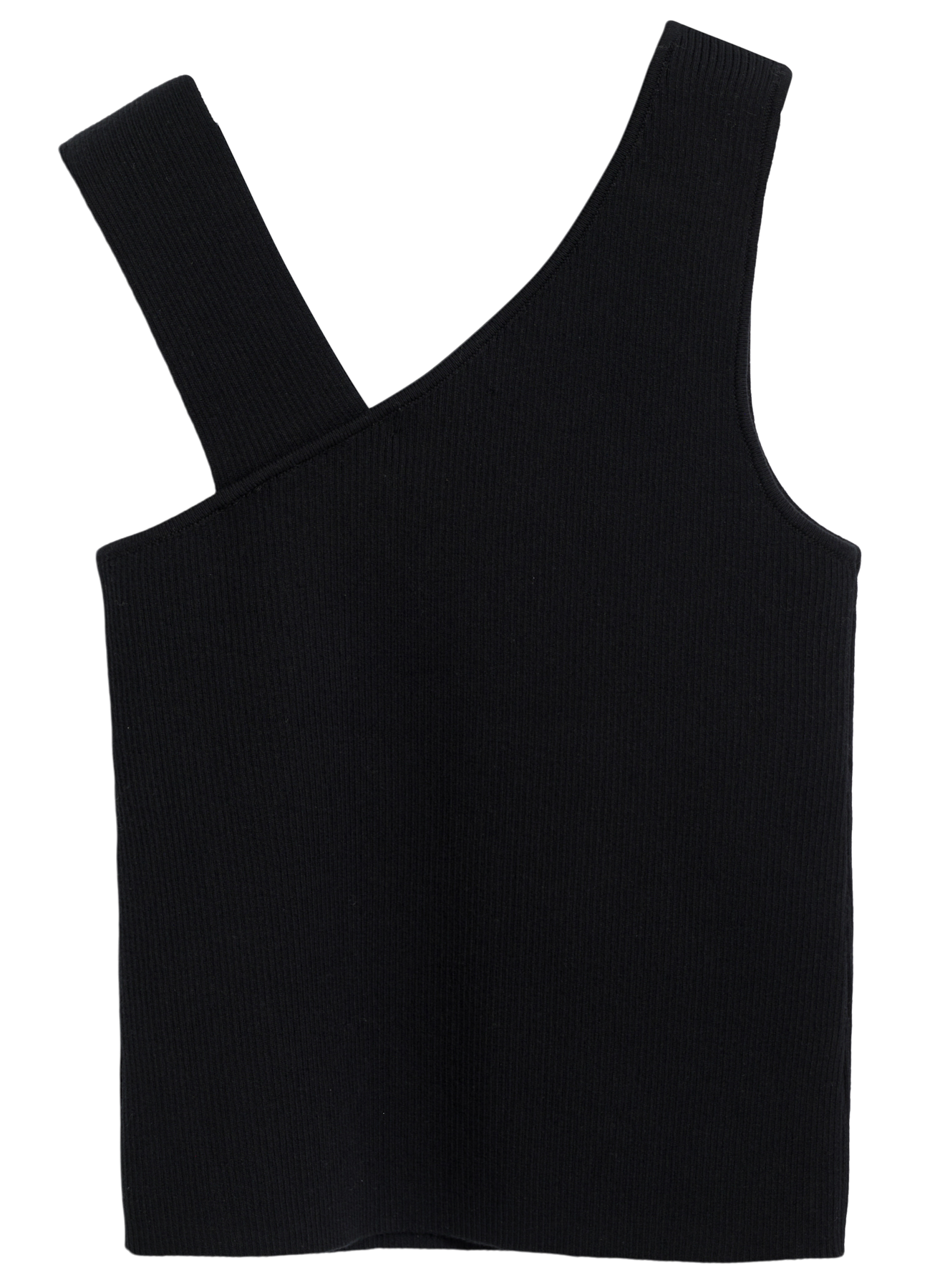 Asymmetrical Rib Tank in Black