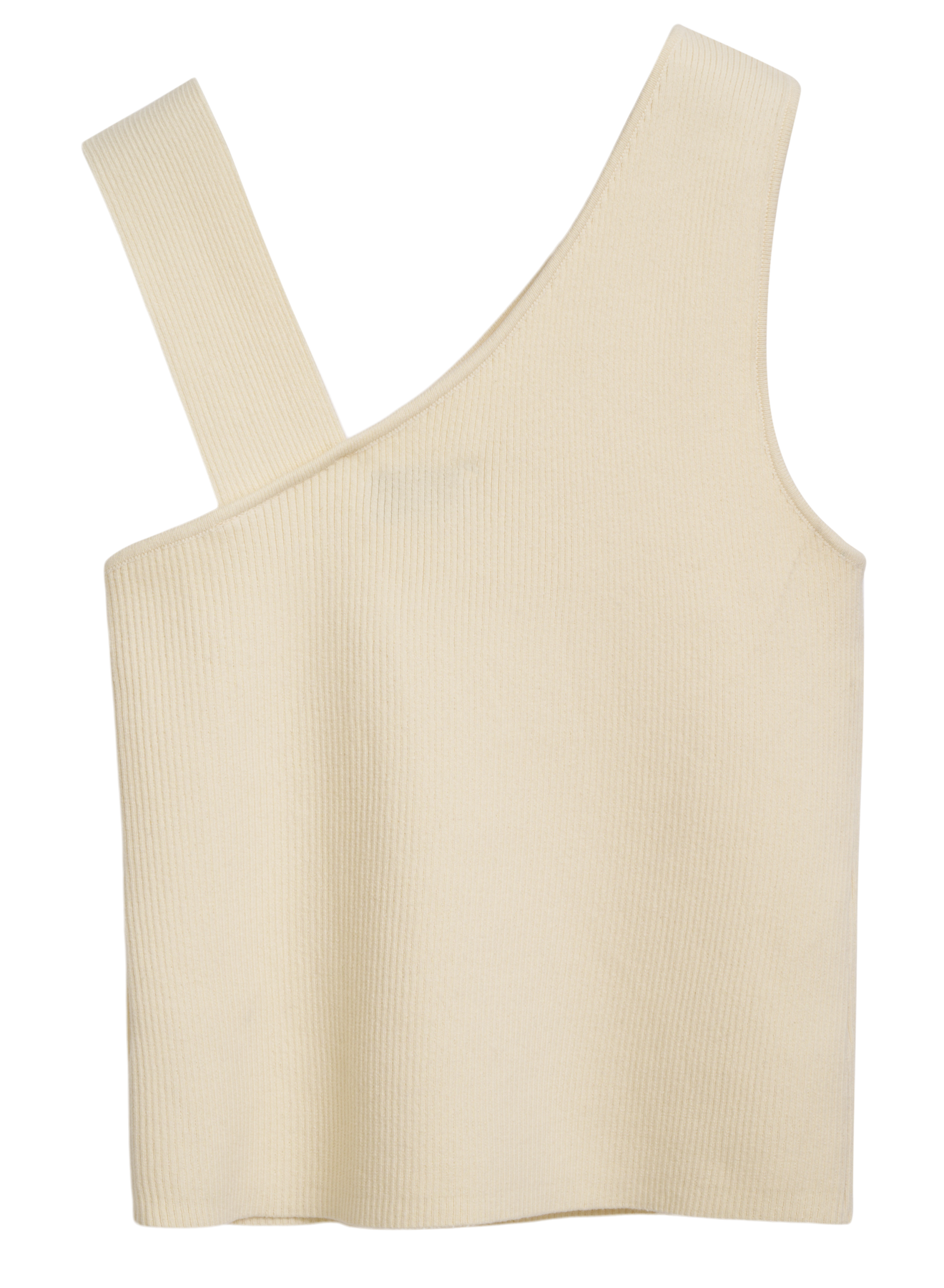 Asymmetrical Rib Tank in Buttercream