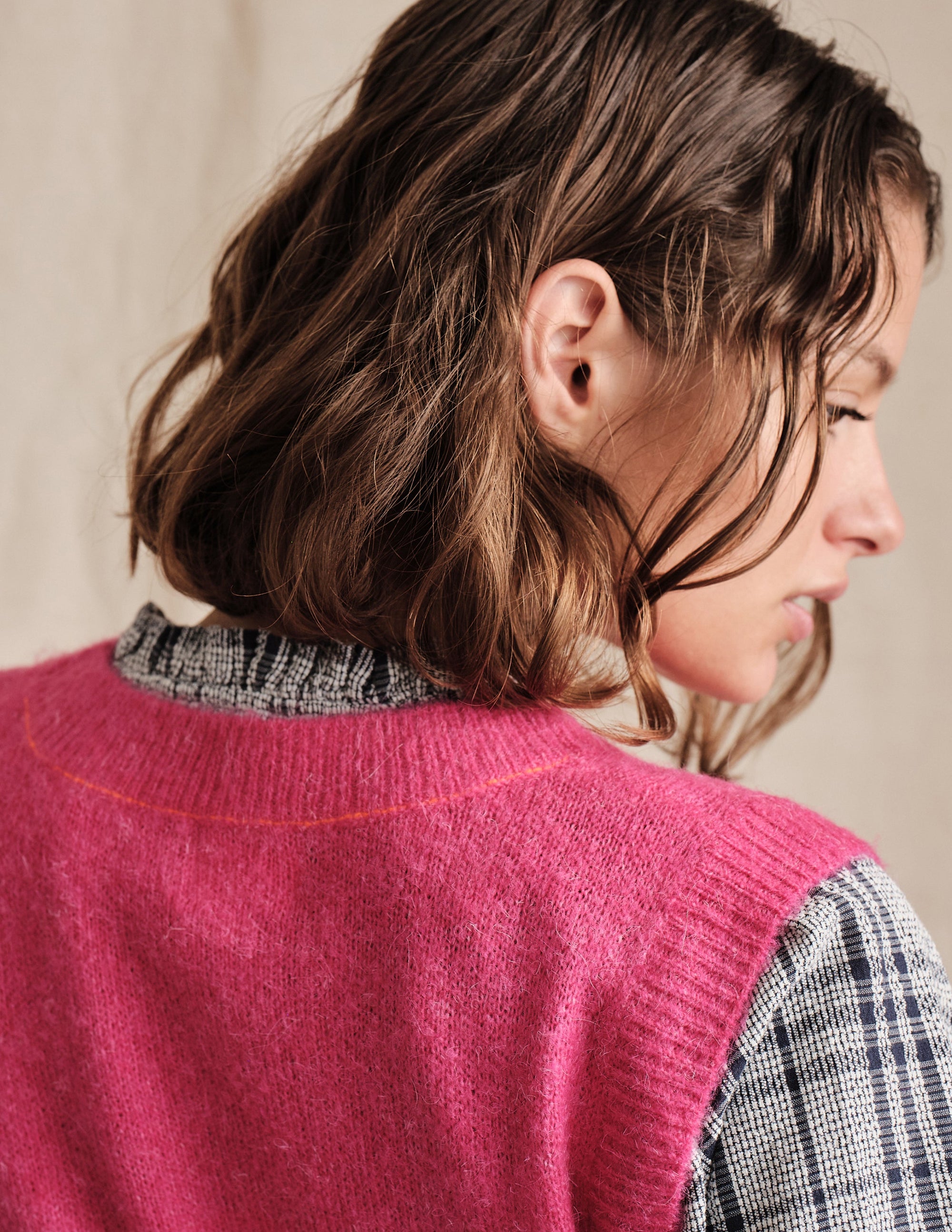 Rainbow Stitch Sweater Vest In Honeysuckle