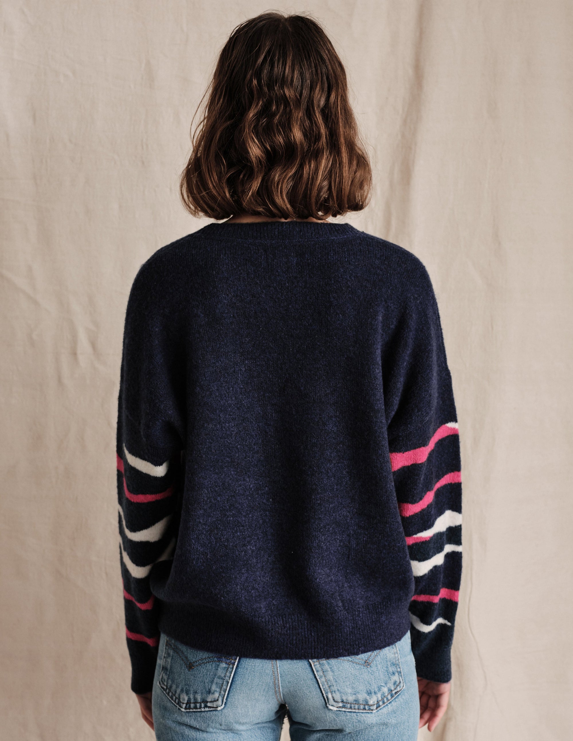 Bold Zebra Sweater In Navy