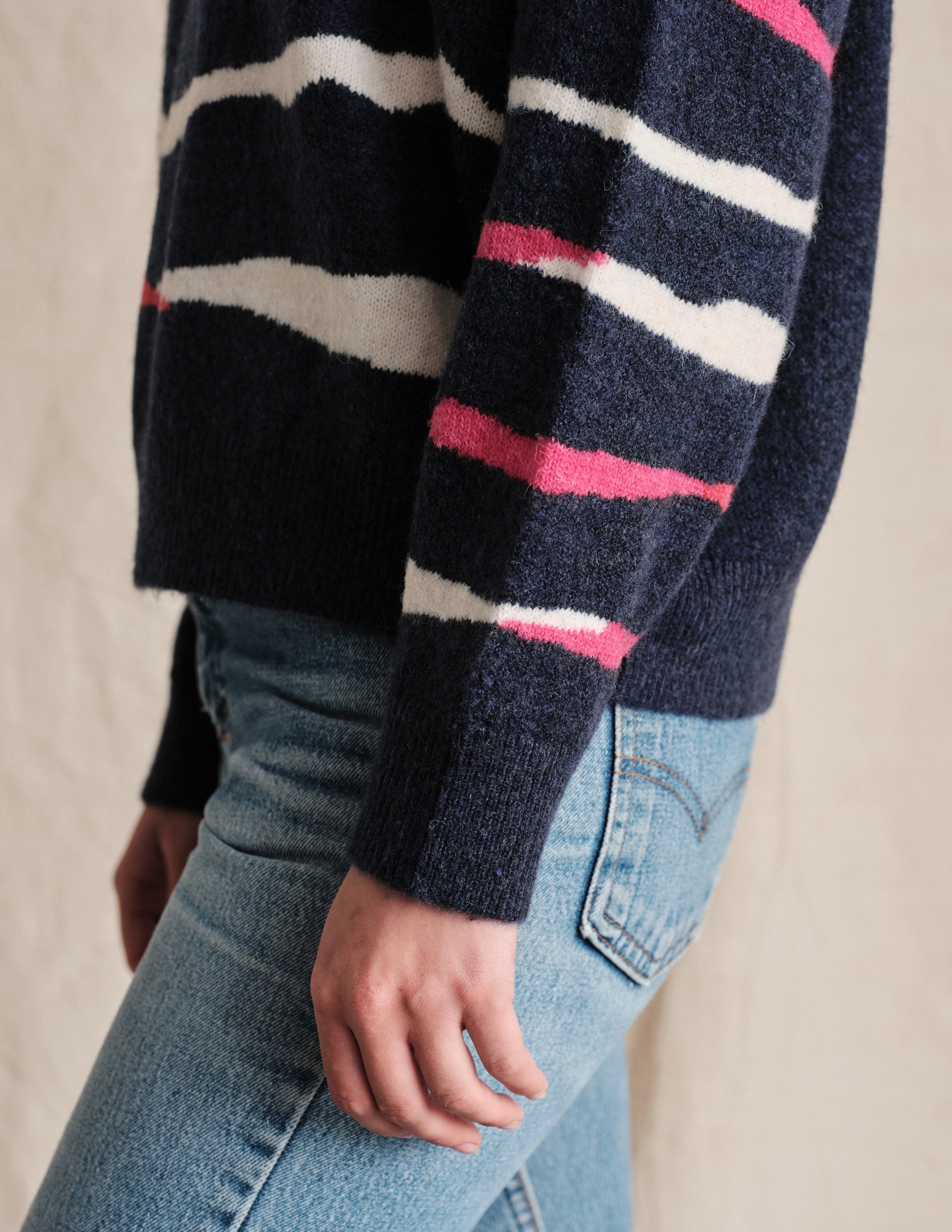 Bold Zebra Sweater In Navy